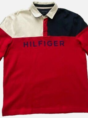 NWT Tommy Hilfiger Heritage Reissue Rugby Shirt - 90s Spellout Navy/Red